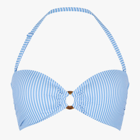 LingaDore swim Blue Stripe podprsenka samodržící vyztužená proužek bílá modrá