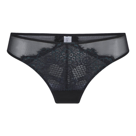 LingaDore Black peacock tanga černá krajkou se zeleným odleskem